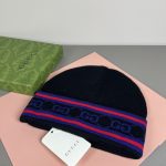 Gucci Wool-Cashmere Blend Double-Layer Knit Beanie with GG Jacquard & Web Stripe Detail - Image 7