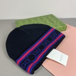 Gucci Wool-Cashmere Blend Double-Layer Knit Beanie with GG Jacquard & Web Stripe Detail - Image 8