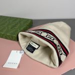 Gucci Wool-Cashmere Blend Double-Layer Knit Beanie with GG Jacquard & Web Stripe Detail - Image 4
