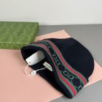 Gucci Wool-Cashmere Blend Double-Layer Knit Beanie with GG Jacquard & Web Stripe Detail - Image 12