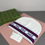 Gucci Wool-Cashmere Blend Double-Layer Knit Beanie with GG Jacquard & Web Stripe Detail - Image 14