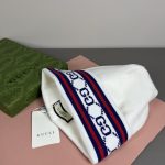 Gucci Wool-Cashmere Blend Double-Layer Knit Beanie with GG Jacquard & Web Stripe Detail - Image 16