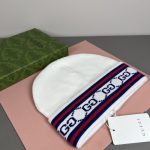 Gucci Wool-Cashmere Blend Double-Layer Knit Beanie with GG Jacquard & Web Stripe Detail - Image 17