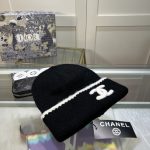 Chanel Classic CC Logo Knit Beanie with Distinctive Contrast Piping - Image 2