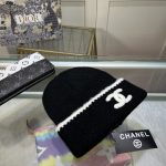 Chanel Classic CC Logo Knit Beanie with Distinctive Contrast Piping - Image 3