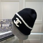 Chanel Classic CC Logo Knit Beanie with Distinctive Contrast Piping - Image 4