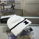 Chanel Classic CC Logo Knit Beanie with Distinctive Contrast Piping - Image 11