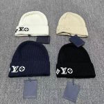 LV Headline Ribbed Beaniem Knit, Classic Monogram Embroidered Cuff, Unisex Winter Warm Hat