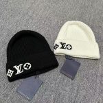 LV Headline Ribbed Beaniem Knit, Classic Monogram Embroidered Cuff, Unisex Winter Warm Hat - Image 2