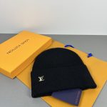 Louis Vuitton Classic Knit Beanie, Warm Winter Cuff Hat with Metal LV Logo, Unisex Luxury Streetwear (Multiple Colors) - Image 2