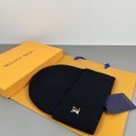 Louis Vuitton Classic Knit Beanie, Warm Winter Cuff Hat with Metal LV Logo, Unisex Luxury Streetwear (Multiple Colors) - Image 3