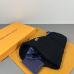 Louis Vuitton Classic Knit Beanie, Warm Winter Cuff Hat with Metal LV Logo, Unisex Luxury Streetwear (Multiple Colors) - Image 4