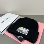 Chanel Chunky Knit Beanie Hat with Classic Fabric Label Logo, Warm Winter Cuff Hat for Men & Women - Image 9