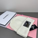 Chanel Chunky Knit Beanie Hat with Classic Fabric Label Logo, Warm Winter Cuff Hat for Men & Women - Image 2