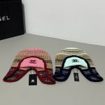 Chanel Coco Neige Collection Colorful Striped Knit Ear-Flap Hat with Double C Logo - Warm Winter Trapper Hat - Image 2