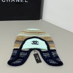 Chanel Coco Neige Collection Colorful Striped Knit Ear-Flap Hat with Double C Logo - Warm Winter Trapper Hat - Image 4