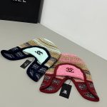 Chanel Coco Neige Collection Colorful Striped Knit Ear-Flap Hat with Double C Logo - Warm Winter Trapper Hat - Image 5