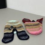 Chanel Coco Neige Collection Colorful Striped Knit Ear-Flap Hat with Double C Logo - Warm Winter Trapper Hat - Image 6