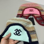 Chanel Coco Neige Collection Colorful Striped Knit Ear-Flap Hat with Double C Logo - Warm Winter Trapper Hat - Image 7