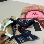 Chanel Coco Neige Collection Colorful Striped Knit Ear-Flap Hat with Double C Logo - Warm Winter Trapper Hat - Image 8