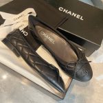 Chanel Classic Quilted Bow Ballerina Flats with CC Logo - Elegant Office Lady Shoes-Black - Image 3