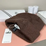 Alo Yoga Tonal Logo Embroidered Ribbed Knit Beanie, Unisex Winter Warm Hat, Multi-Color Options - Image 5