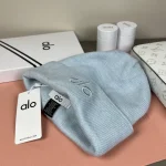 Alo Yoga Tonal Logo Embroidered Ribbed Knit Beanie, Unisex Winter Warm Hat, Multi-Color Options - Image 3