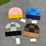 Gucci GG Jacquard Knit Beanie with Contrast Ribbed Cuff, Signature Double G Pattern Winter Hat, Unisex