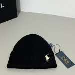 Polo Ralph Lauren Classic Pony Embroidered Ribbed Knit Beanie, Solid Color Winter Warm Hat, Unisex Cuffed Skull Cap - Image 6