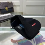 Prada Red and Black Label 70% Wool 30% Rabbit Hair Blend Ribbed Knit Beanie, Unisex , Multi-Color Options - Image 13