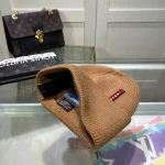Prada Red and Black Label 70% Wool 30% Rabbit Hair Blend Ribbed Knit Beanie, Unisex , Multi-Color Options - Image 12
