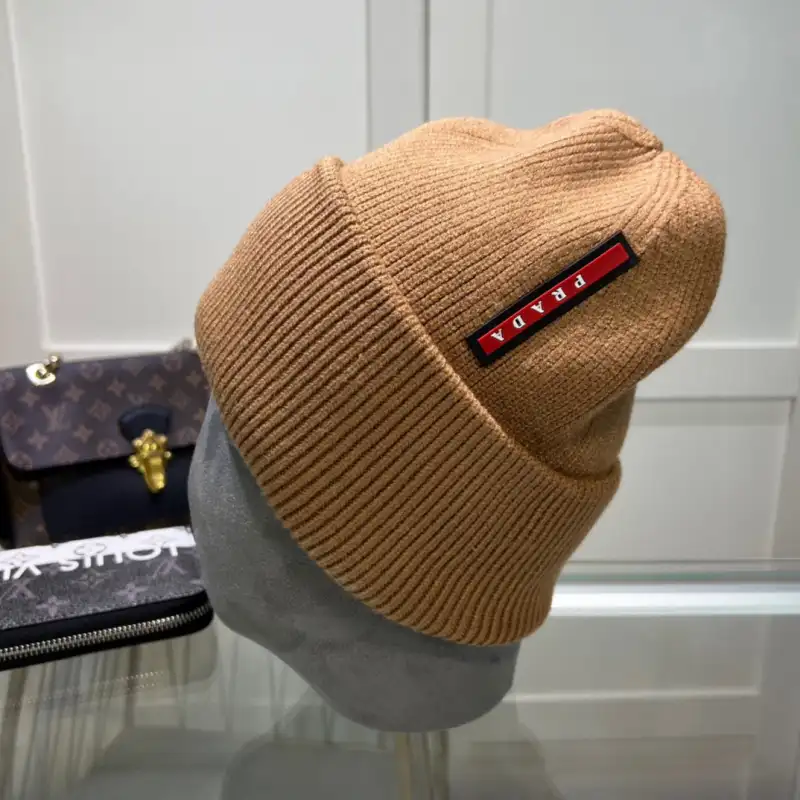 wsxc1790259987268_5 Prada Red and Black Label 70% Wool 30% Rabbit Hair Blend Ribbed Knit Beanie, Unisex , Multi-Color Options - Image 1