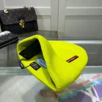 Prada Red and Black Label 70% Wool 30% Rabbit Hair Blend Ribbed Knit Beanie, Unisex , Multi-Color Options - Image 9