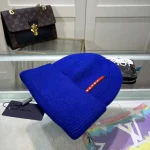 Prada Red and Black Label 70% Wool 30% Rabbit Hair Blend Ribbed Knit Beanie, Unisex , Multi-Color Options - Image 5