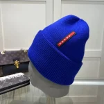 Prada Red and Black Label 70% Wool 30% Rabbit Hair Blend Ribbed Knit Beanie, Unisex , Multi-Color Options - Image 6