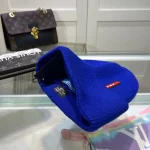Prada Red and Black Label 70% Wool 30% Rabbit Hair Blend Ribbed Knit Beanie, Unisex , Multi-Color Options - Image 4