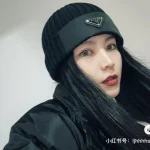 Prada Saffiano Patch Triangle Logo Ribbed Knit Beanie, Wool Blend Winter Warm Hat, Unisex - Image 6