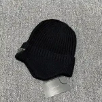 Prada Enamel Metal Triangle Logo Ribbed Knit Beanie with Ear Flaps, 70% Wool Winter Warm Hat, Unisex - Image 10