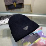 Prada Triangle Logo 70%Wool & 30%Rabbit Hair Blend Beanie - Image 9
