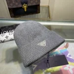 Prada Triangle Logo 70%Wool & 30%Rabbit Hair Blend Beanie - Image 10