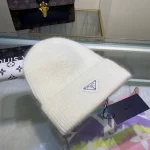 Prada Triangle Logo 70%Wool & 30%Rabbit Hair Blend Beanie - Image 17