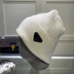 Prada Triangle Logo 70%Wool & 30%Rabbit Hair Blend Beanie - Image 7