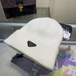 Prada Triangle Logo 70%Wool & 30%Rabbit Hair Blend Beanie - Image 11