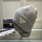 Prada Triangle Logo 70%Wool & 30%Rabbit Hair Blend Beanie - Image 6