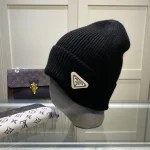 Prada Triangle Logo 70%Wool & 30%Rabbit Hair Blend Beanie - Image 5