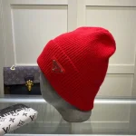 Prada Triangle Logo 70%Wool & 30%Rabbit Hair Blend Beanie - Image 8