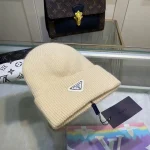Prada Triangle Logo 70%Wool & 30%Rabbit Hair Blend Beanie - Image 13