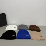 Prada Metal Triangle Logo Ribbed Knit Beanie - Image 10