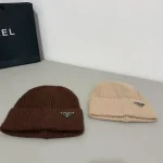 Prada Metal Triangle Logo Ribbed Knit Beanie - Image 9