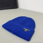 Prada Metal Triangle Logo Ribbed Knit Beanie - Image 7